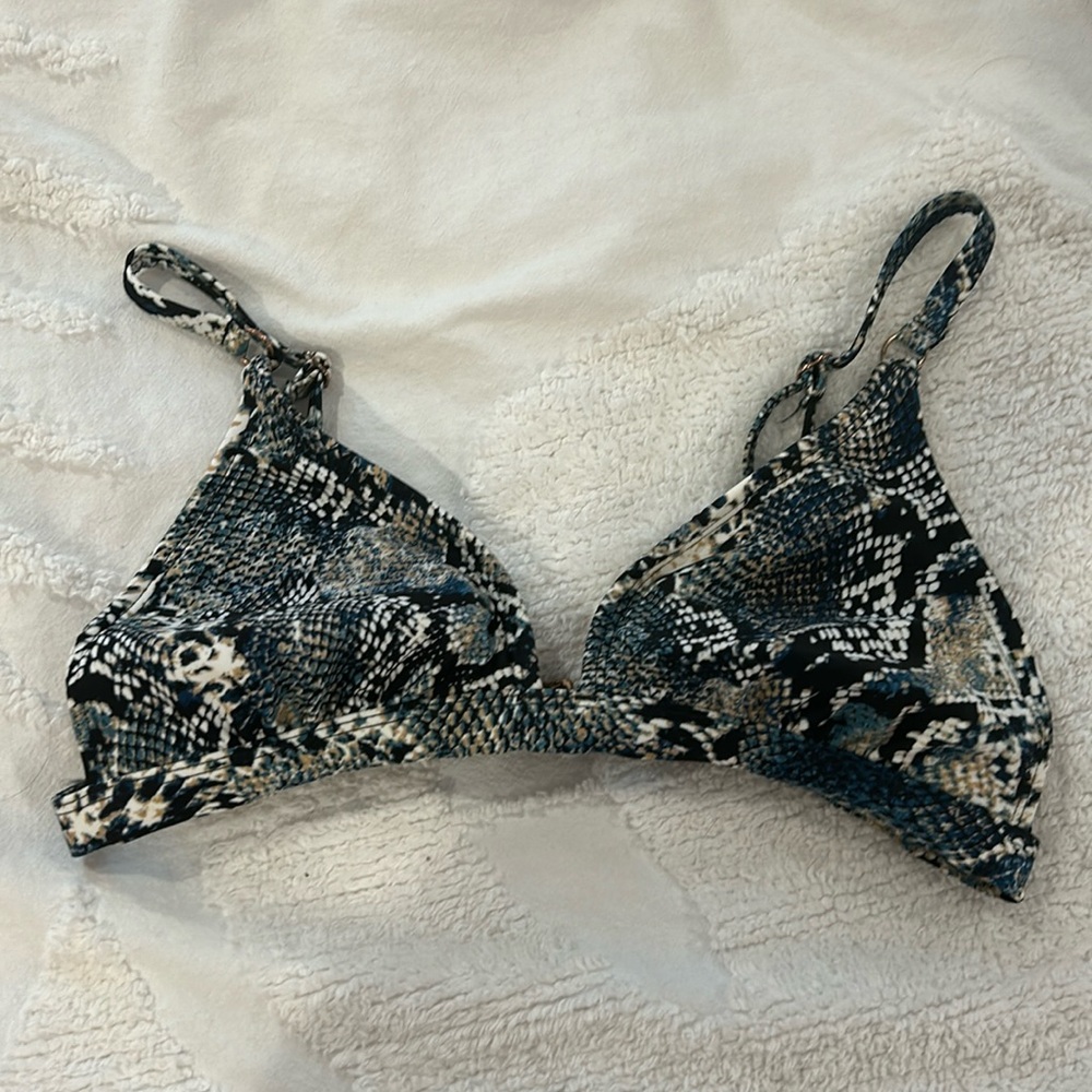 Blue Snake Skin Bikini Top